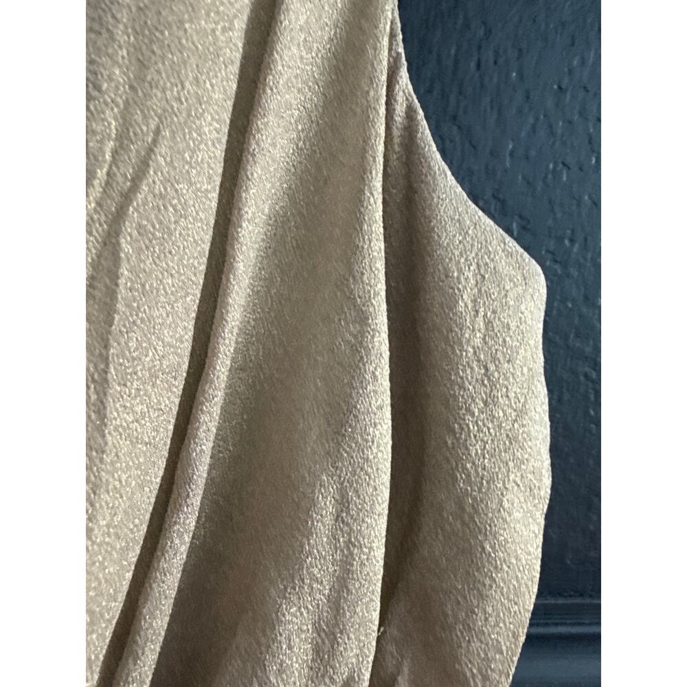 Elie Tahari Silk Metallic Gold Pleated Fit & Flare Dress Size 8 - Picture 4 of 5